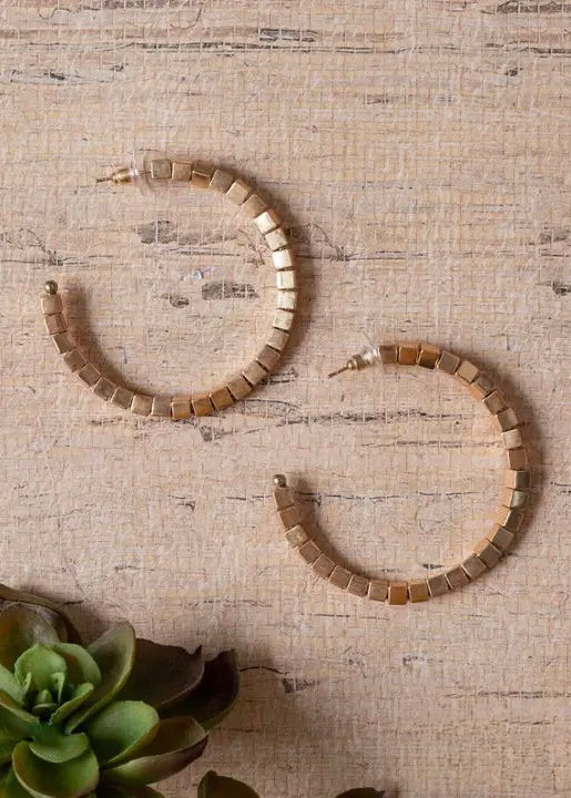 Blame It On My Roots Gold Square Beaded Earrings
