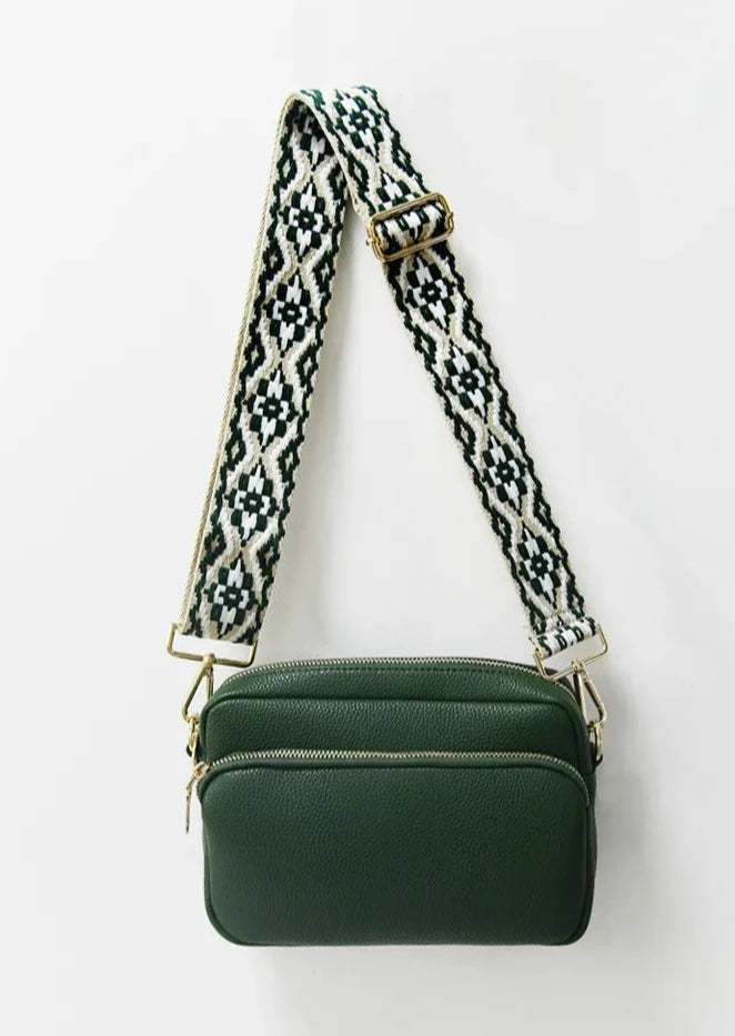 Forest Green Double Zipper Willow Crossbody Bag