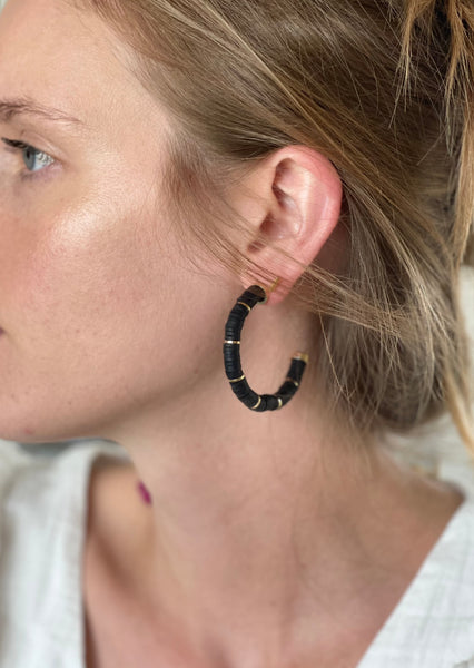 Black and Gold Hoop Earrings