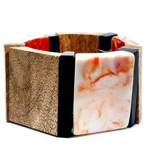 Wooden Faux Marble Bracelet