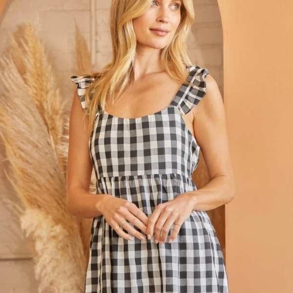 Black and White Gingham Mini Dress