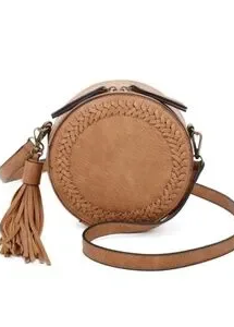 Braided Stitch Round Crossbody Bag