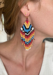 Tribal Colorful Beaded Fringe Earrings
