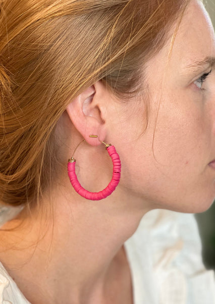 Hot Pink Hoop Earrings