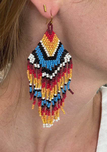 Tribal Colorful Beaded Fringe Earrings