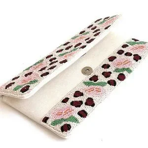 Animal Print Floral Beaded Clutch Crossbody bag