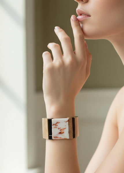 Wooden Faux Marble Bracelet