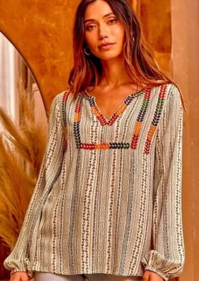 Ellie Embroidered Yoke Top