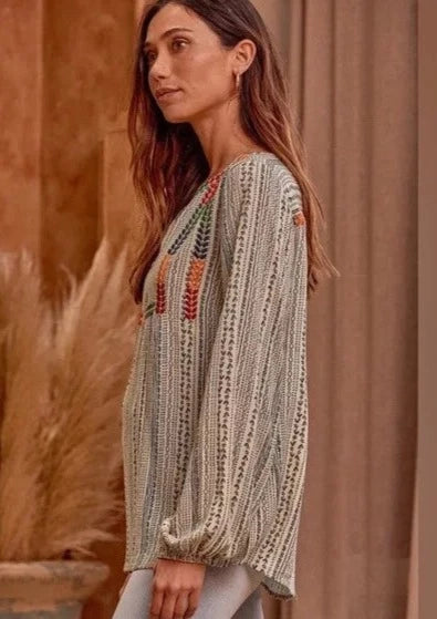 Ellie Embroidered Yoke Top