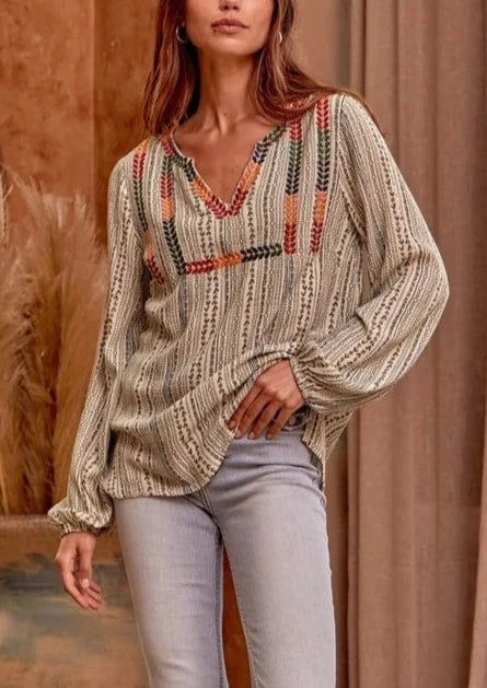 Ellie Embroidered Yoke Top