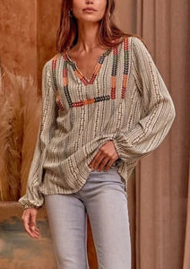 Ellie Embroidered Yoke Top