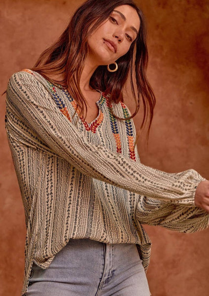Ellie Embroidered Yoke Top