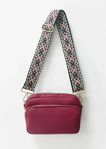 Burgundy Double Zipper Willow Crossbody Bag