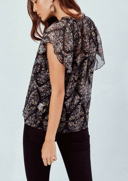 Trina Floral Flutter Sleeve Top