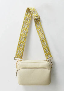 Cream Double Zipper Willow Crossbody Bag
