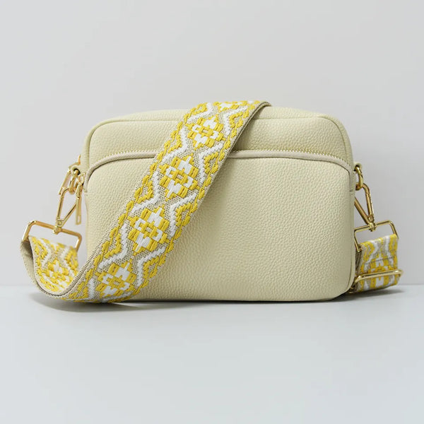 Cream Double Zipper Willow Crossbody Bag