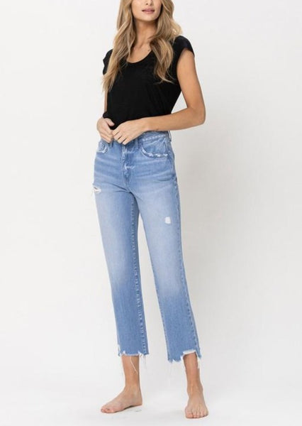 Vintage Vibes High Rise Straight Cropped Jeans