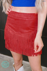 FORT WORTH FRINGE SKIRT RED