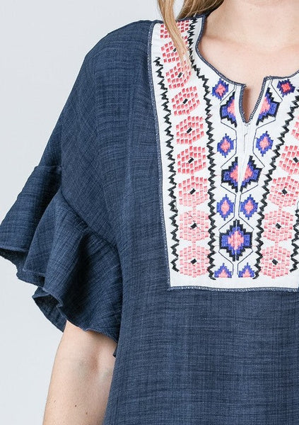 Aztec Embroidered Detail Dress ~ FINAL SALE