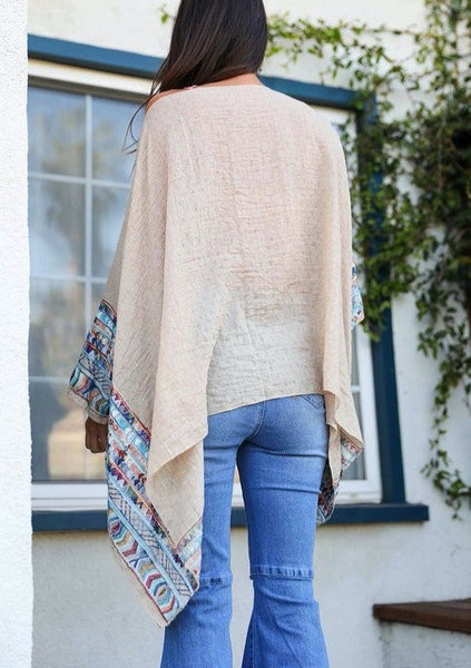 Boho Inspired Geometric Embroidered Sleeve Kimono ~FINAL SALE