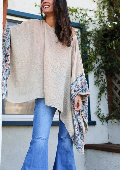 Boho Inspired Geometric Embroidered Sleeve Kimono ~FINAL SALE