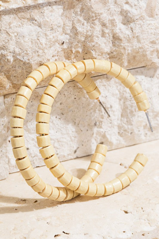 Wooden Bead Hoop Earrings