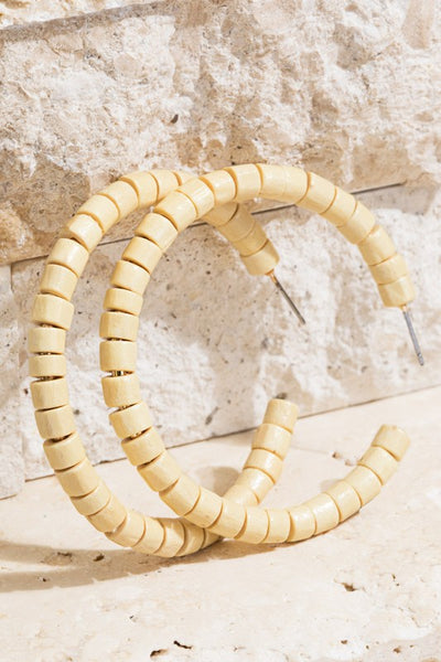 Wooden Bead Hoop Earrings