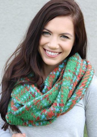 Green Plaid Woven Infinity Scarf ~FINAL SALE