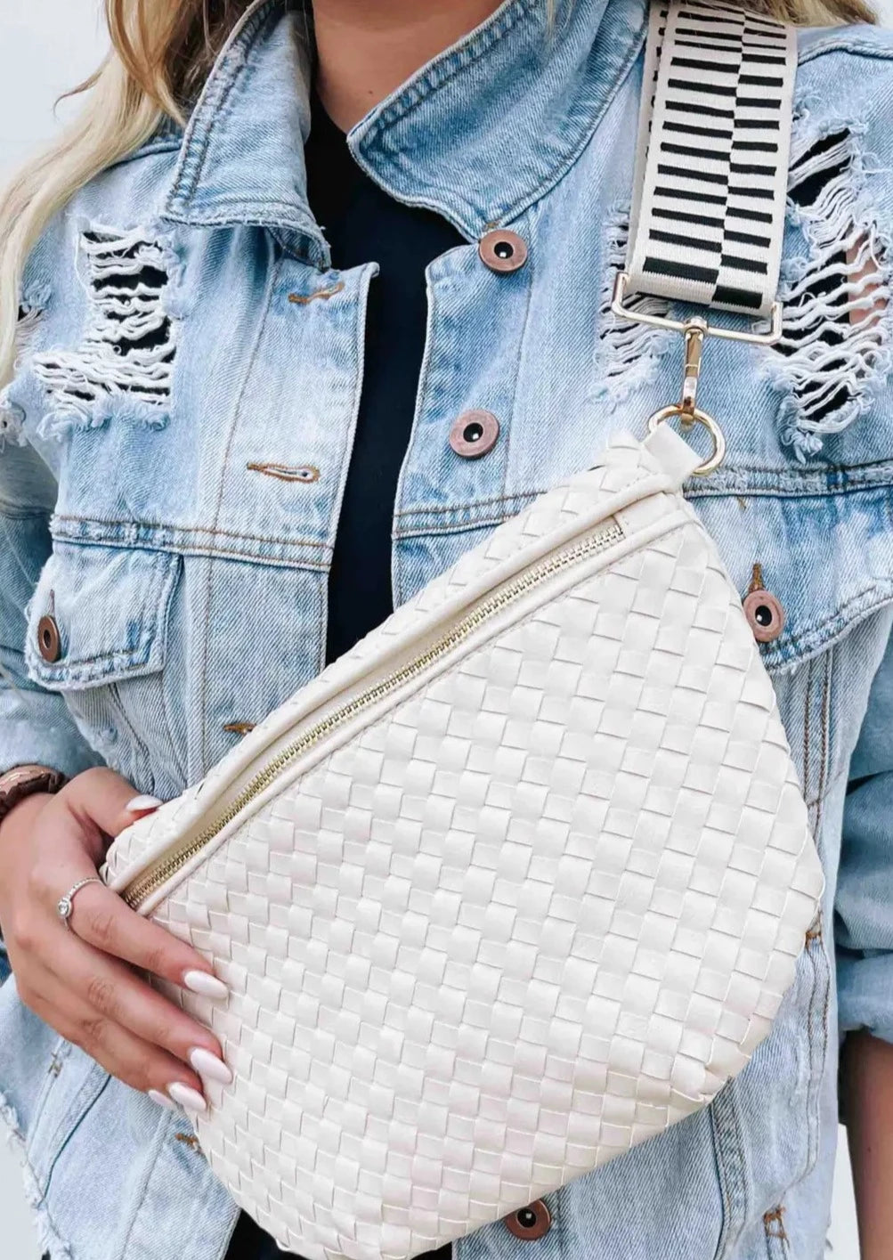 Woven Westlyn Bum Bag in Cream