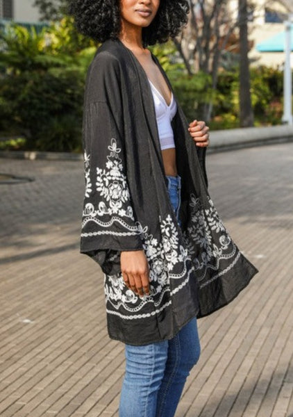 Floral Embroidered Lightweight Kimono ~FINAL SALE