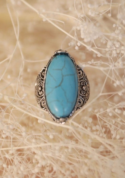 Southwestern Adjustable Chunky Turquoise Ring
