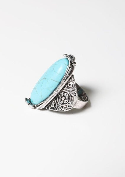 Southwestern Adjustable Chunky Turquoise Ring