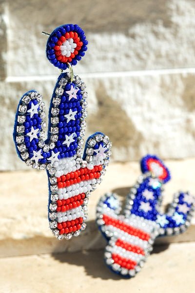 American Flag Inspired Cactus Earrings