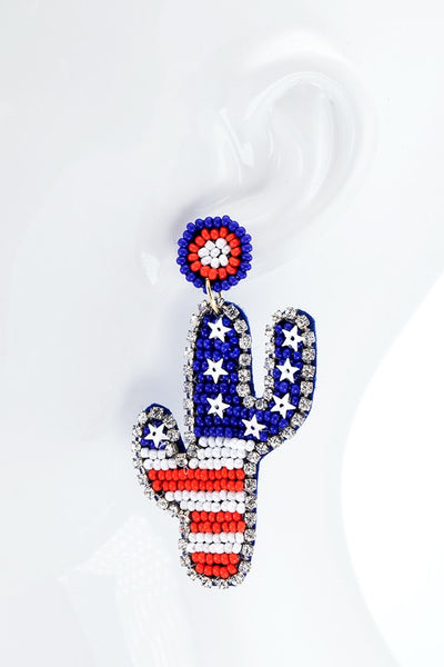 American Flag Inspired Cactus Earrings