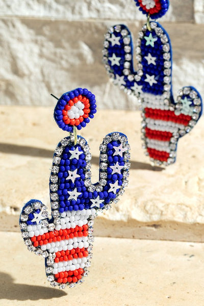 American Flag Inspired Cactus Earrings