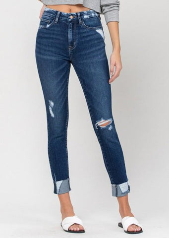 Haylie High Rise Distressed Cuffed Jeans