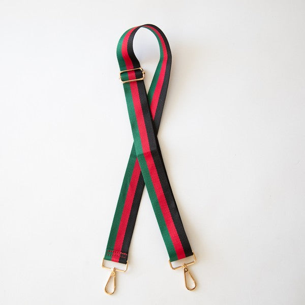 Green, Red & Black Striped Crossbody Bag Strap