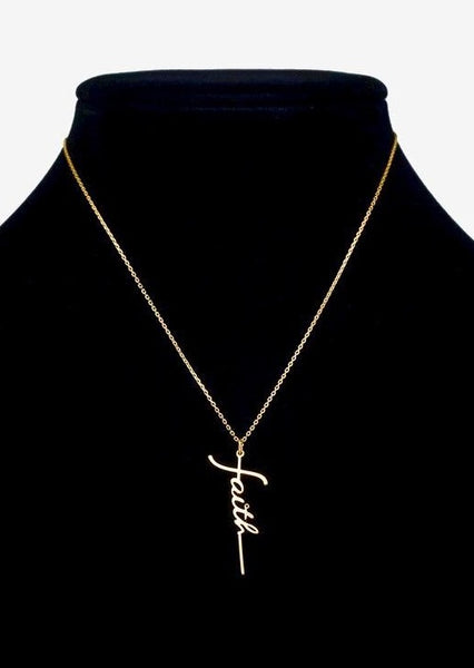 Brass Faith Letter Pendant Necklace