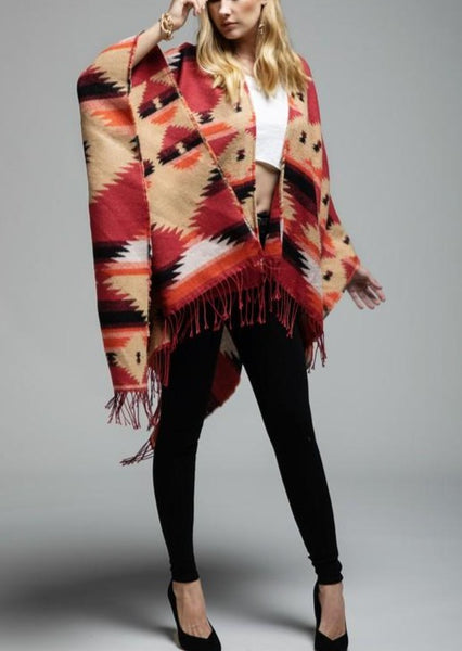 Red Rock Southwestern Ruana Wrap~ FINAL SALE