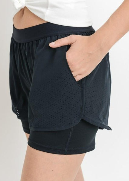 Lined Hybrid Perforated Active Running Shorts ~ FINAL SALE