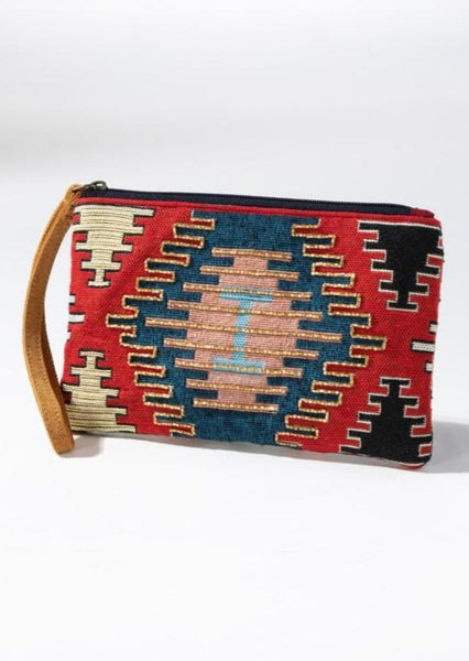 Aztec Print Clutch and Wristlet