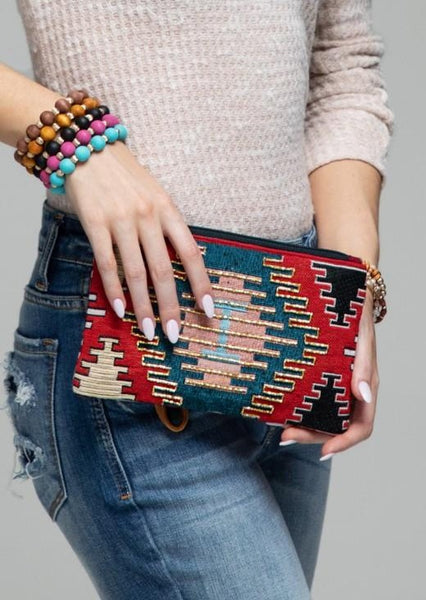 Aztec Print Clutch and Wristlet