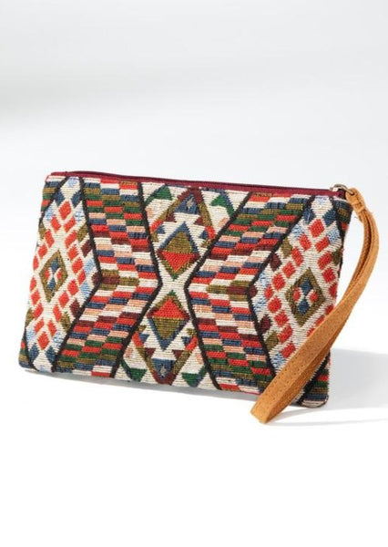 Diamond Eye Aztec Print Wristlet Clutch