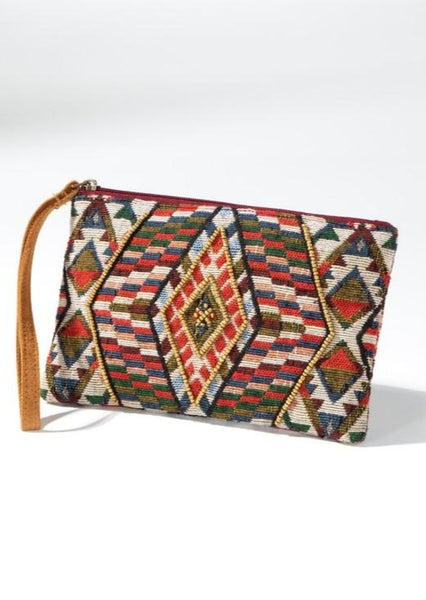 Diamond Eye Aztec Print Wristlet Clutch