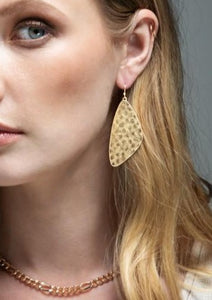 Goldtone Hammered Metal Dangle Earrings