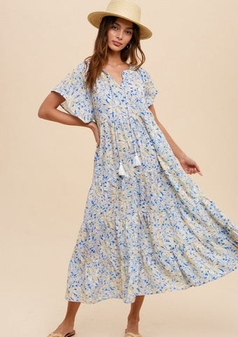 Floral Print Tiered Maxi Dress ~FINAL SALE