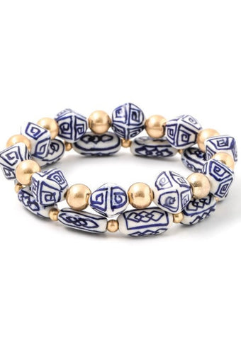 Blue & White Beaded Bracelet