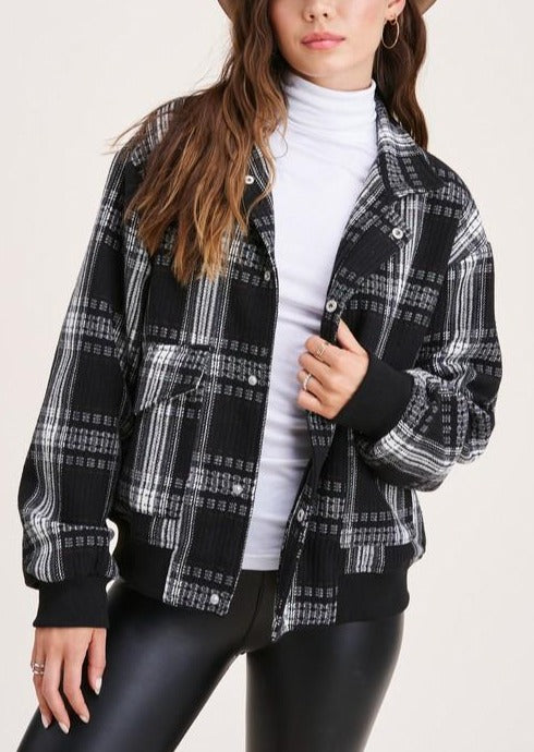 Encore  Plaid Bomber Jacket ~FINAL SALE