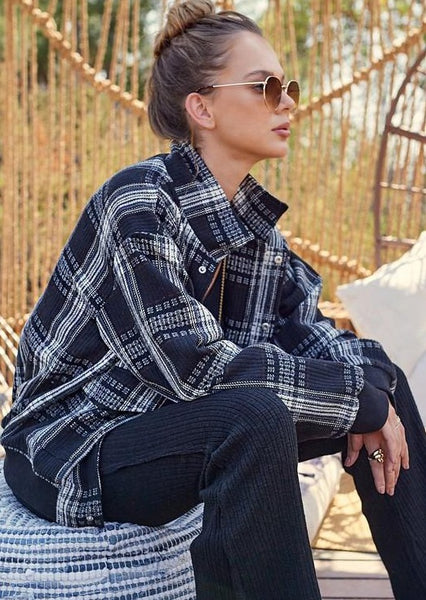 Encore  Plaid Bomber Jacket ~FINAL SALE