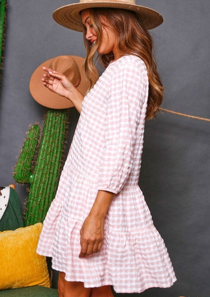 Gingham Tiered Mini Dress ~FINAL SALE